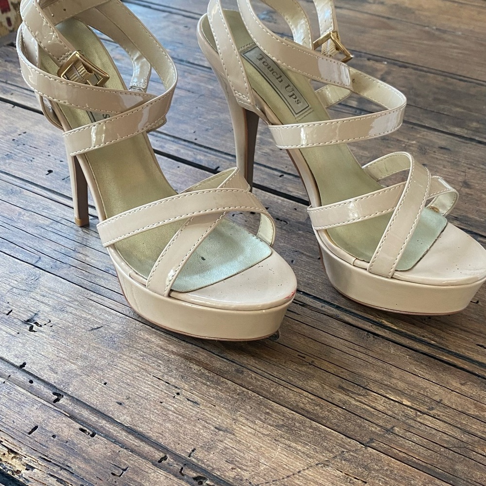 Touch Ups Patent Strappy Nude Platform Heels - Picture 4 of 11